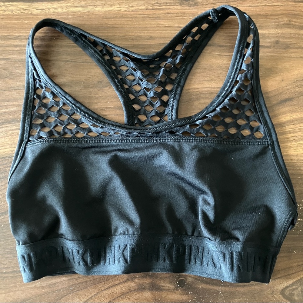 PINK Victoria's Secret Black Criss-Cross Sports Bra
